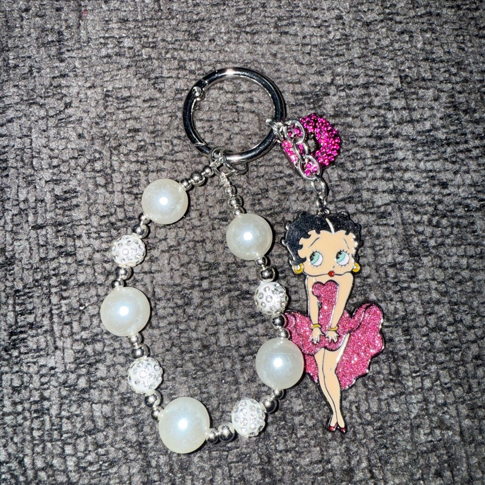 Betty Boop Pearl & Rhinestone Bag Charm Keychain NWT - Picture 8 of 11